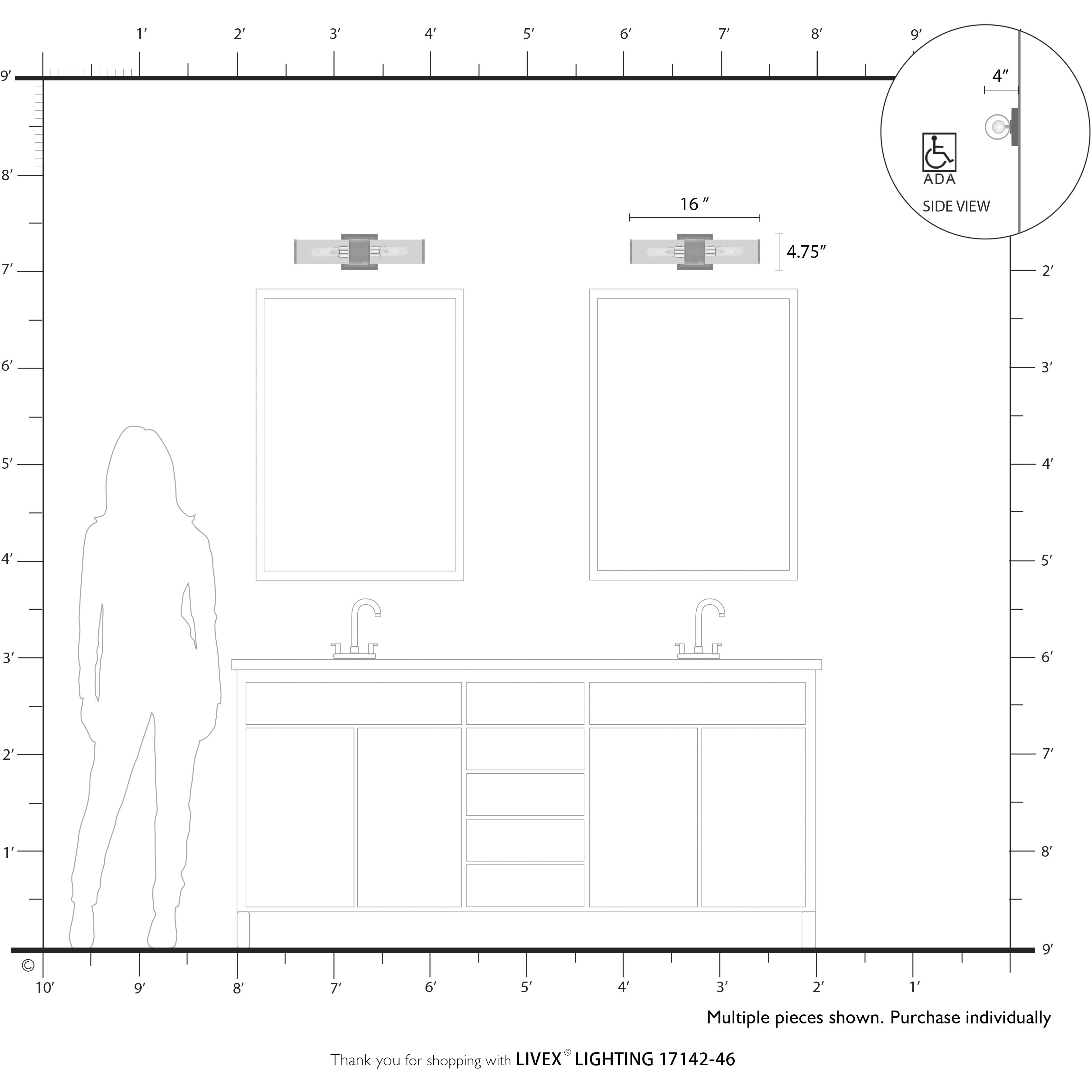 Quincy 2 Light 16 inch Black Chrome Vanity Sconce Wall Light