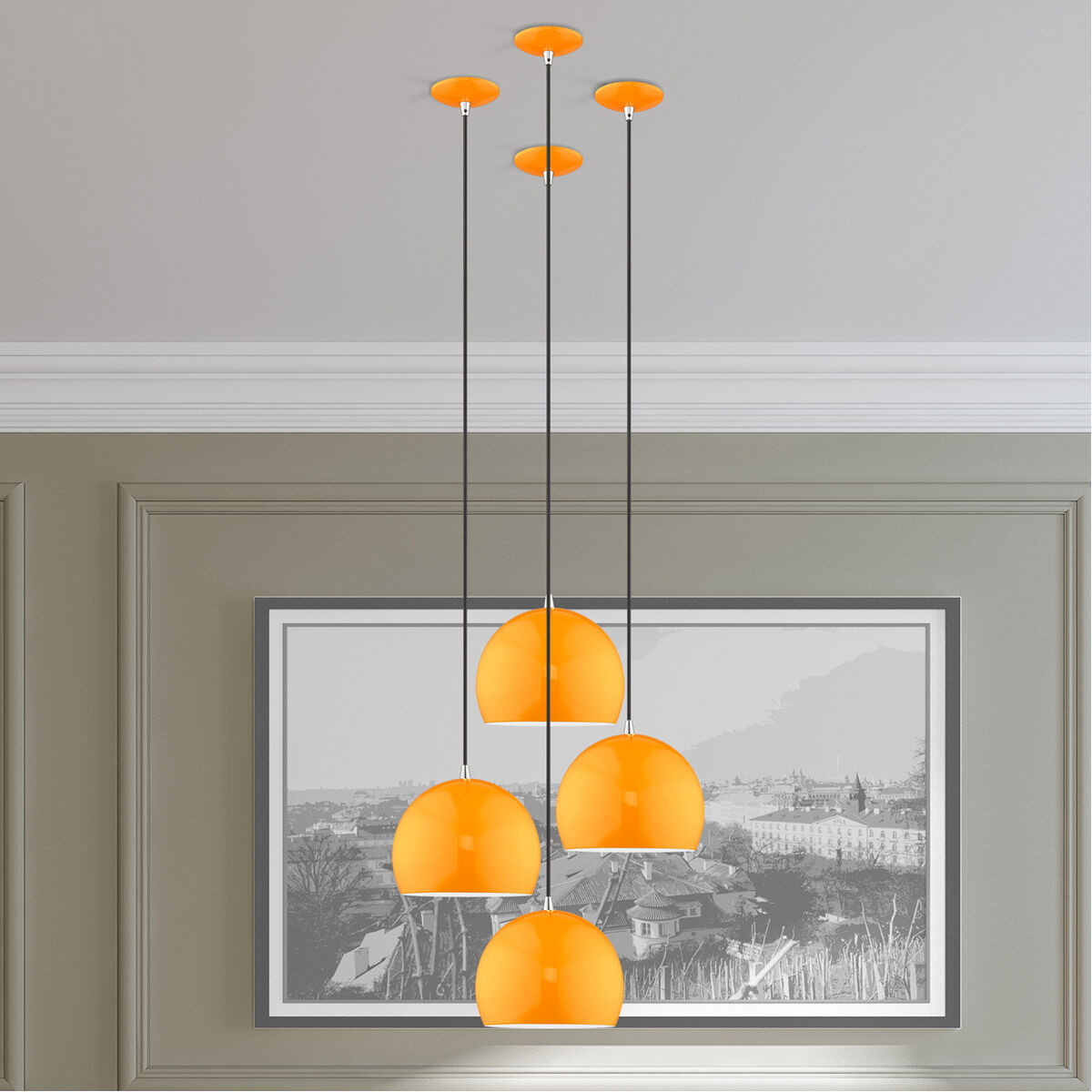 Allison 1 Light 10 inch Shiny Orange Mini Pendant Ceiling Light