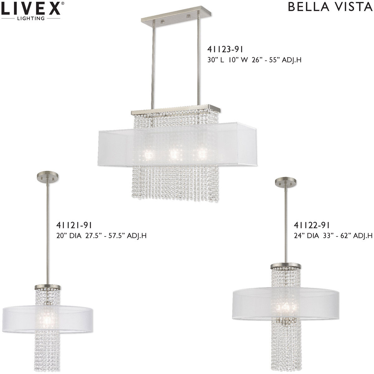 Bella Vista 1 Light 20 inch Brushed Nickel Pendant Chandelier Ceiling Light