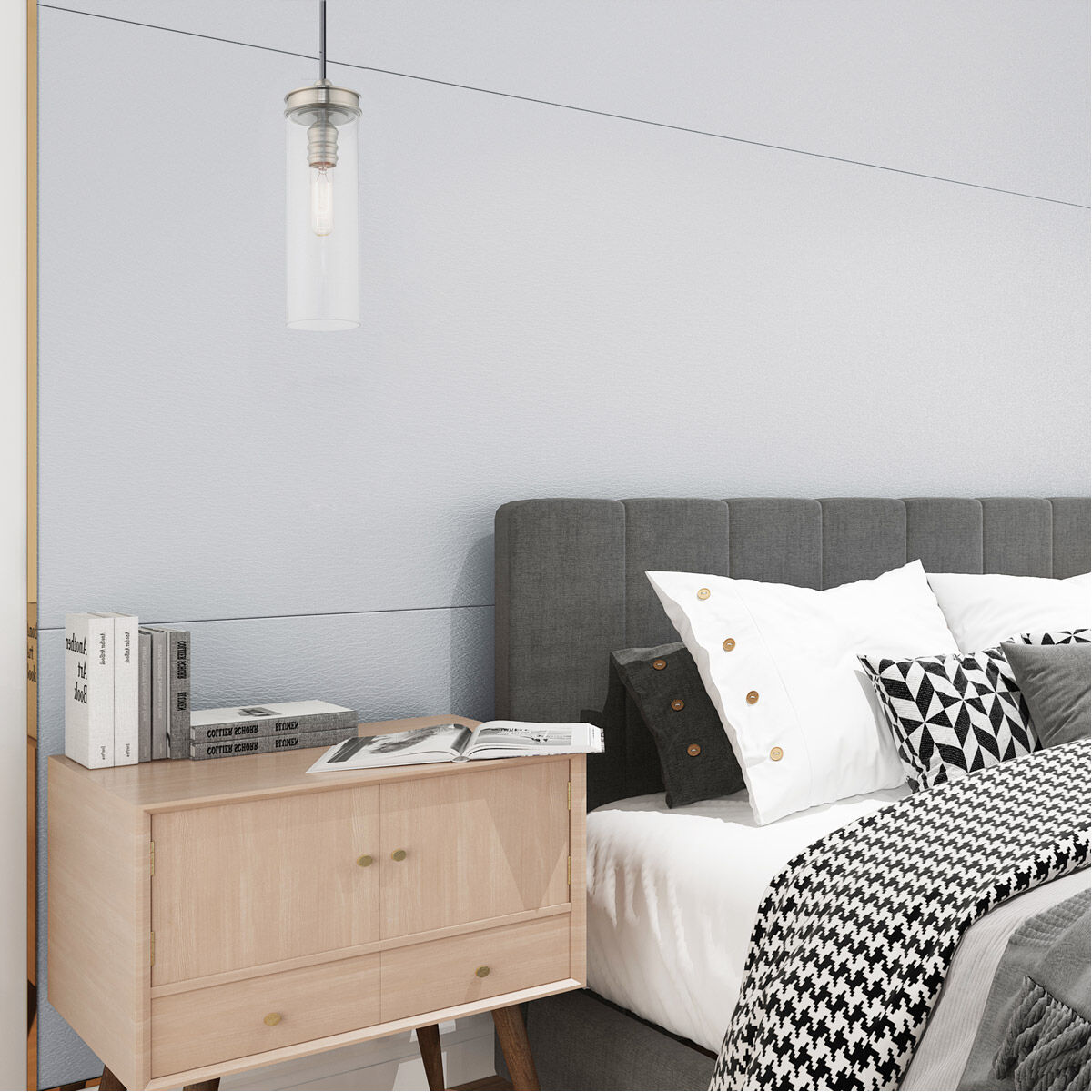 Art Glass 1 Light 5 inch Brushed Nickel Mini Pendant Ceiling Light