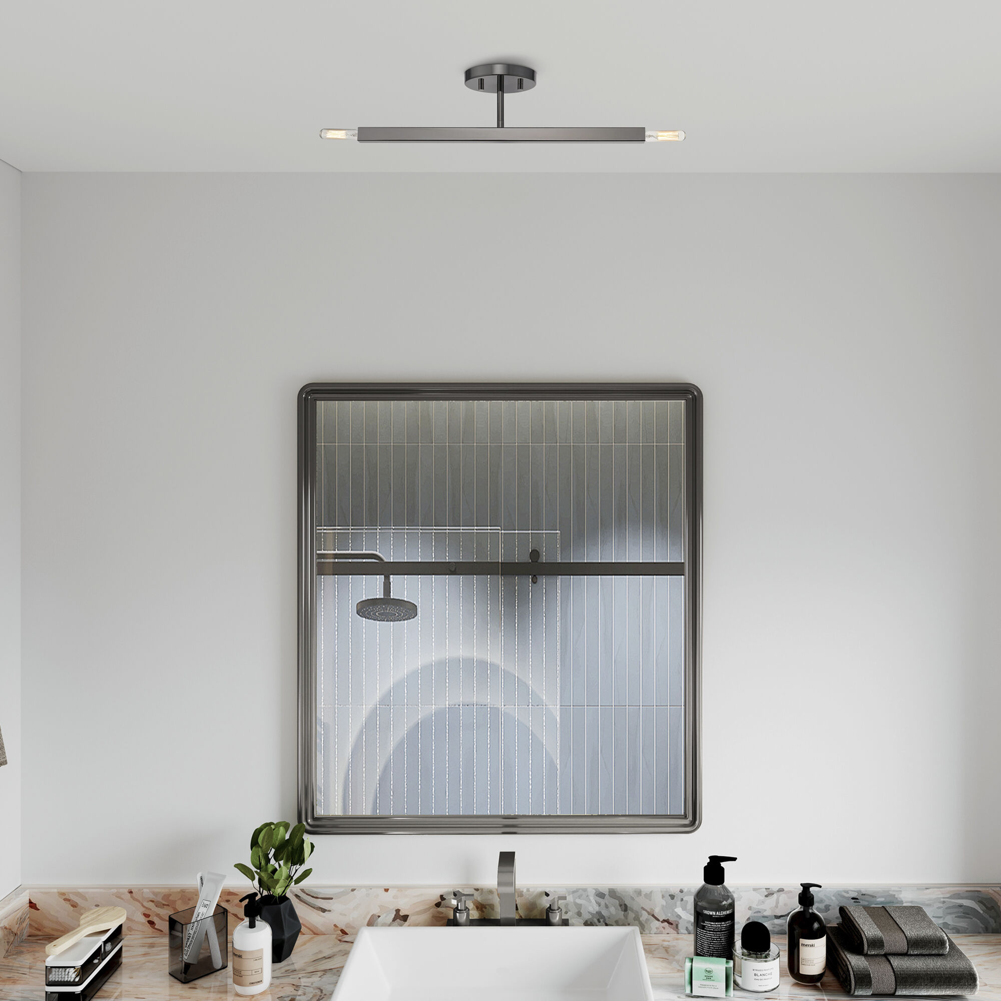 Monaco 2 Light 5.13 inch Black Chrome Semi-Flush Ceiling Light