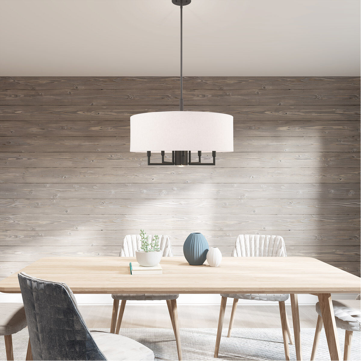 Meridian 6 Light 24 inch English Bronze Pendant Chandelier Ceiling Light