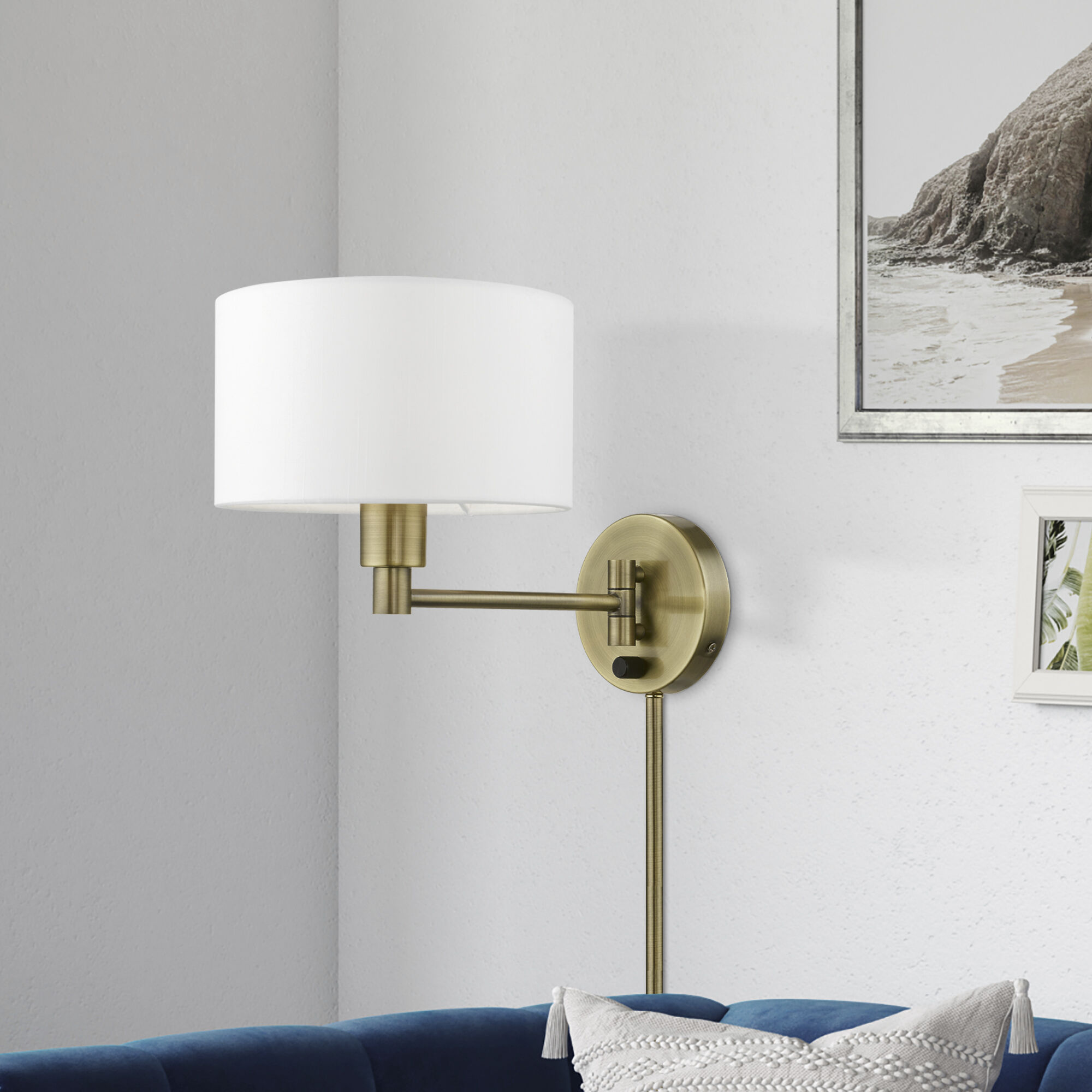 Allison 15 inch 60.00 watt Antique Brass Swing Arm Wall Lamp Wall Light