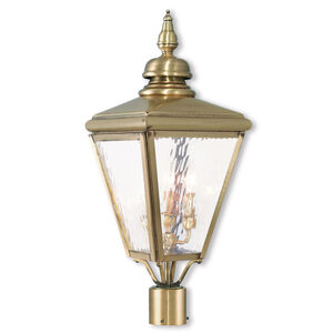 Cambridge 3 Light 27 inch Antique Brass Outdoor Post Top Lantern