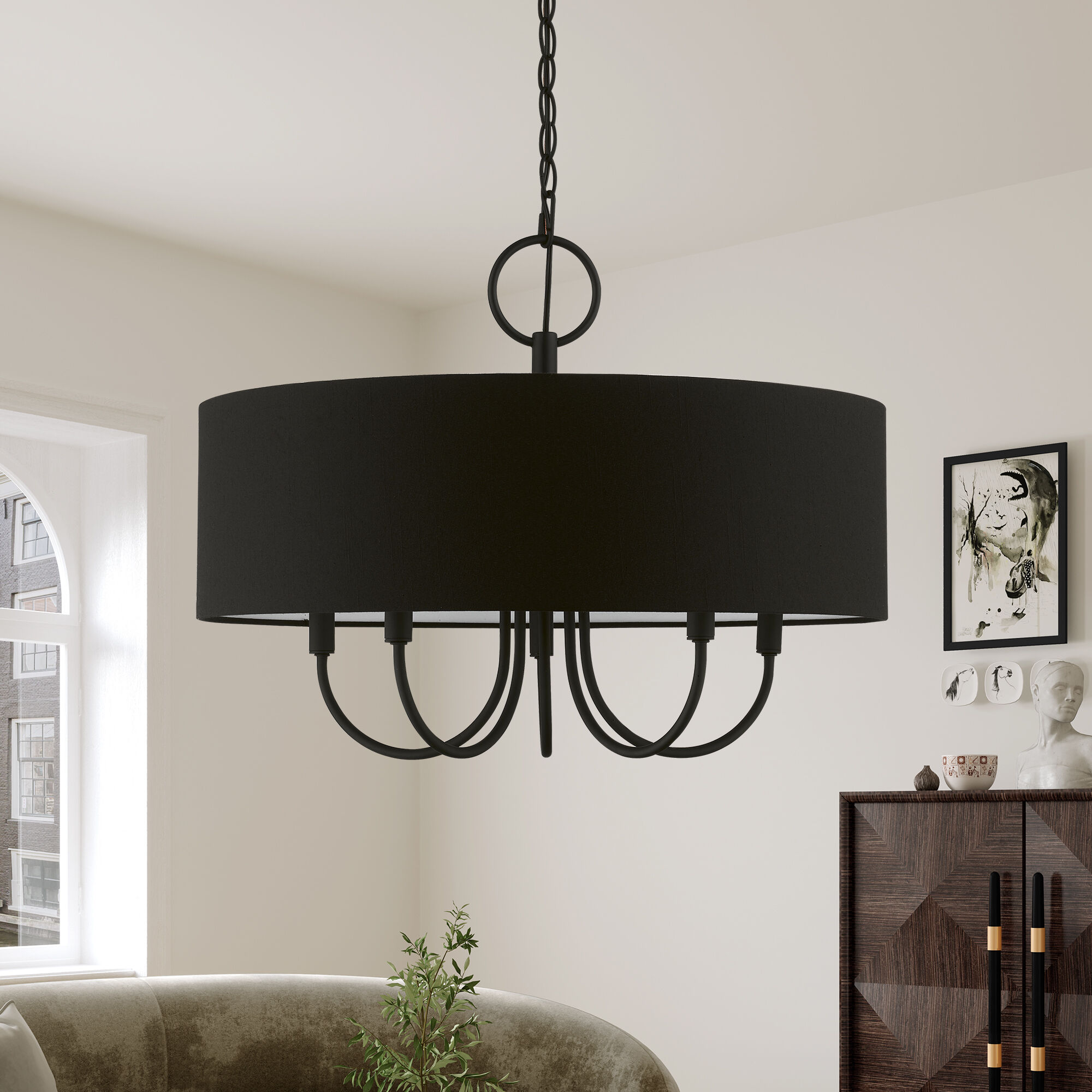 Birchwood 5 Light 23 inch Black Pendant Chandelier Ceiling Light