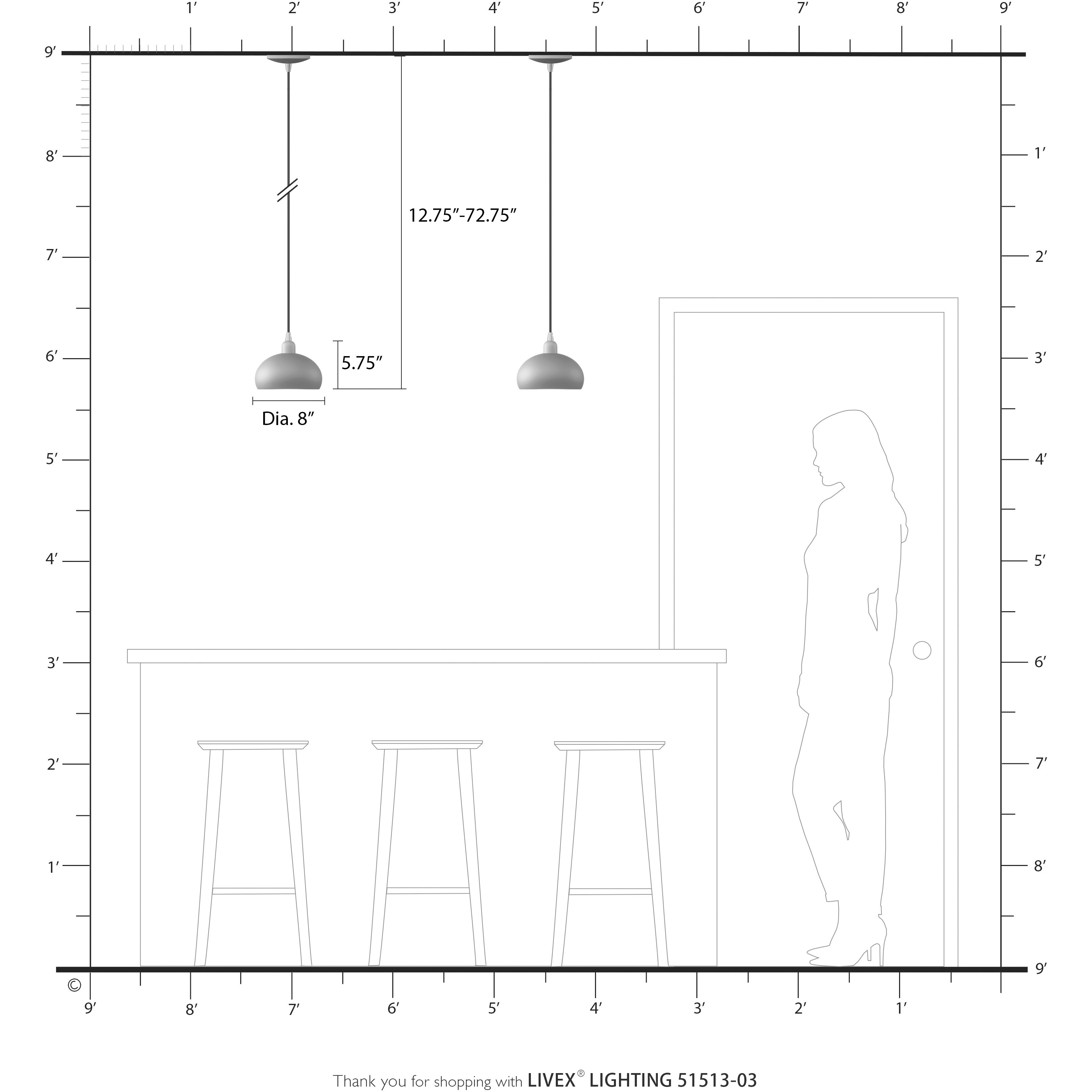 Domma 1 Light 8 inch White with Brushed Nickel Accents Mini Pendant Ceiling Light