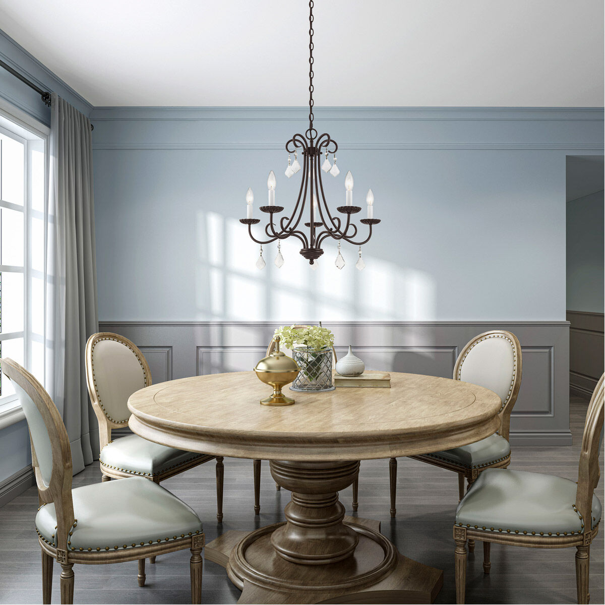 Daphne 5 Light 24.75 inch English Bronze Chandelier Ceiling Light