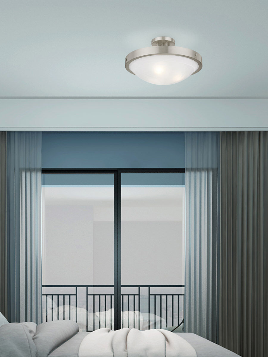 New Brighton 3 Light 17 inch Brushed Nickel Semi-Flush Mount Ceiling Light