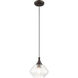 Art Glass 1 Light 8 inch English Bronze Mini Pendant Ceiling Light in Shiny Dark Gray