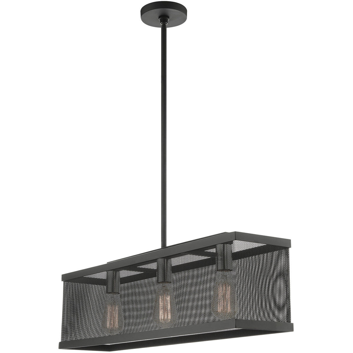 Industro 3 Light 7 inch Black with Brushed Nickel Accents Chandelier Ceiling Light