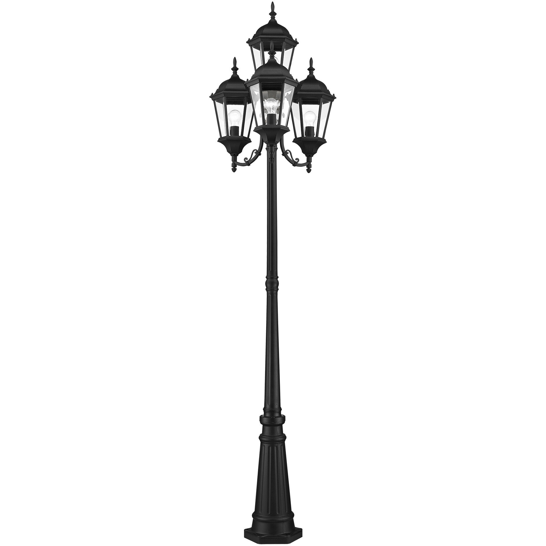 Hamilton 4 Light 95 inch Textured Black Outdoor Post Light