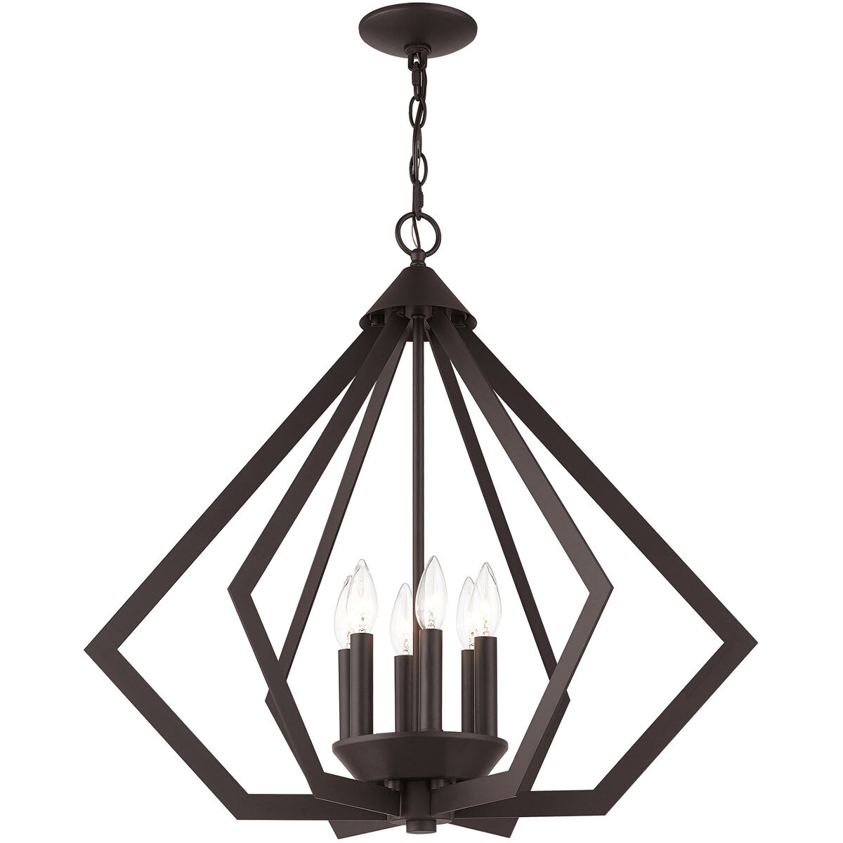 Prism 6 Light 26 inch Bronze Chandelier Ceiling Light
