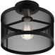 Industro 1 Light 11 inch Black with Brushed Nickel Accents Semi Flush Ceiling Light