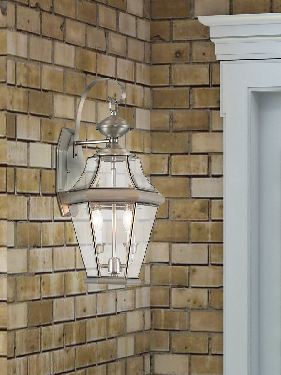 Georgetown 2 Light 21 inch Brushed Nickel Outdoor Wall Lantern 
