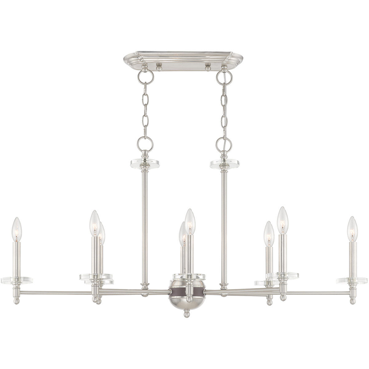 Bennington 8 Light 40 inch Brushed Nickel Linear Chandelier Ceiling Light