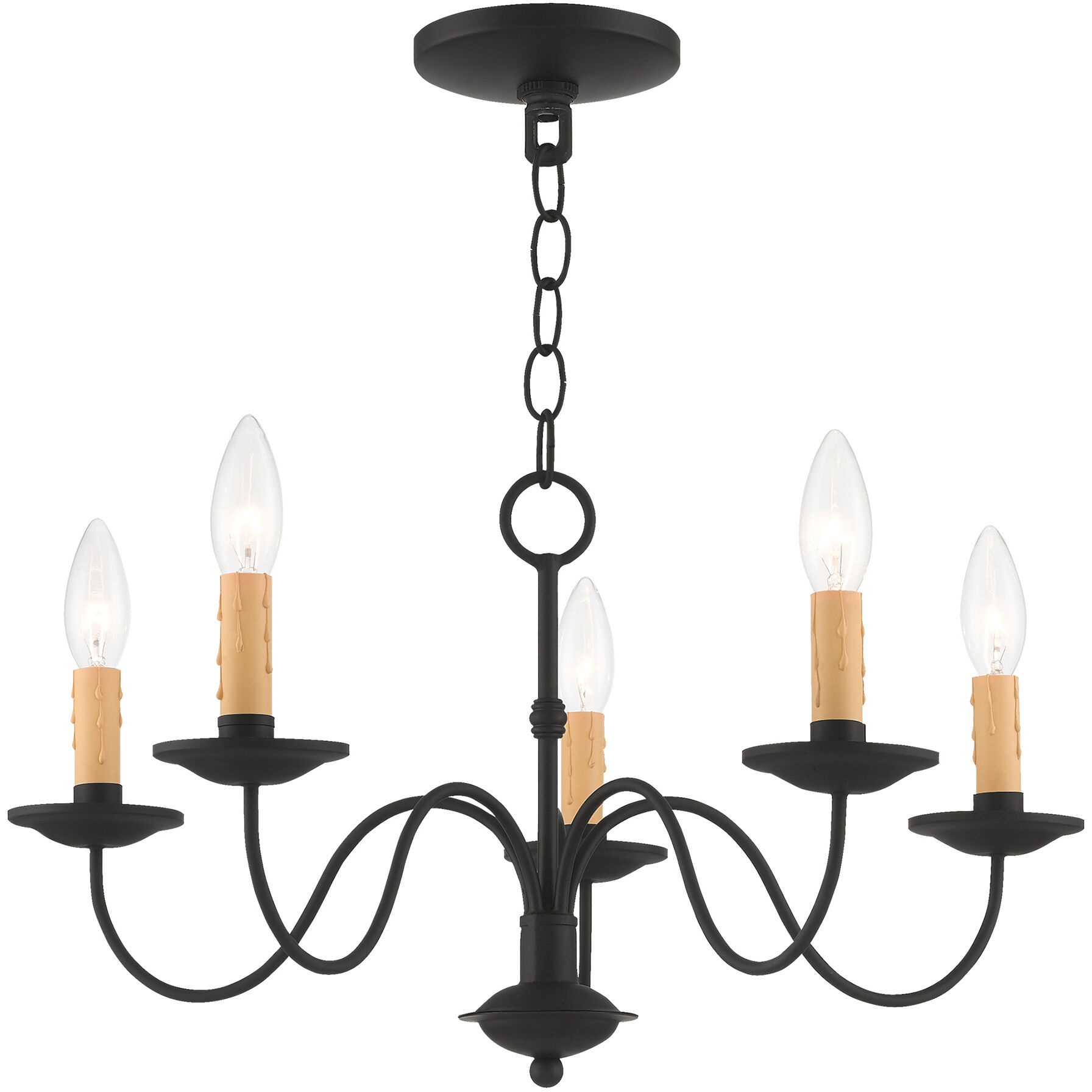 Heritage 5 Light 20 inch Black Chandelier Ceiling Light