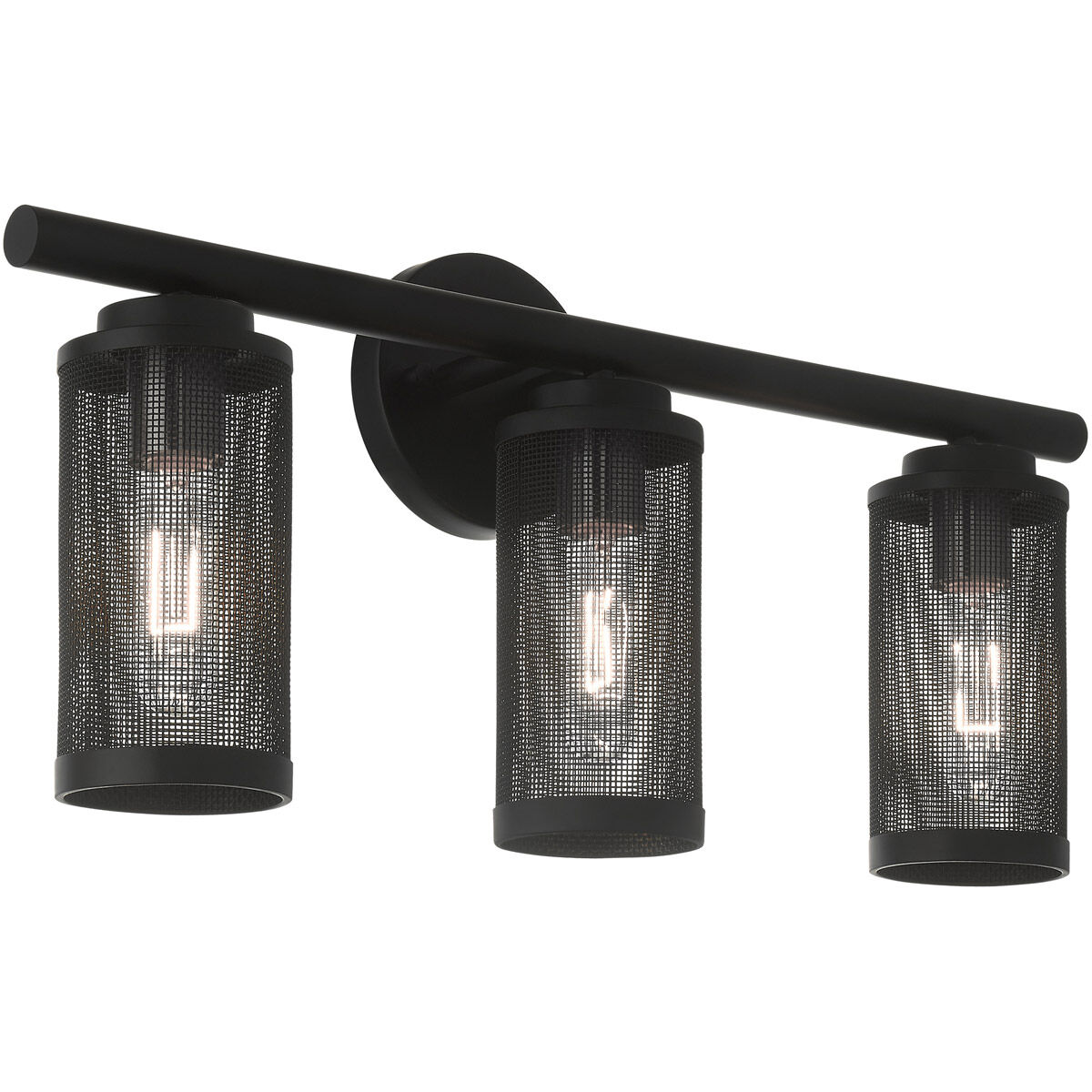 Industro 3 Light 24 inch Black with Brushed Nickel Accents Vanity Sconce Wall Light