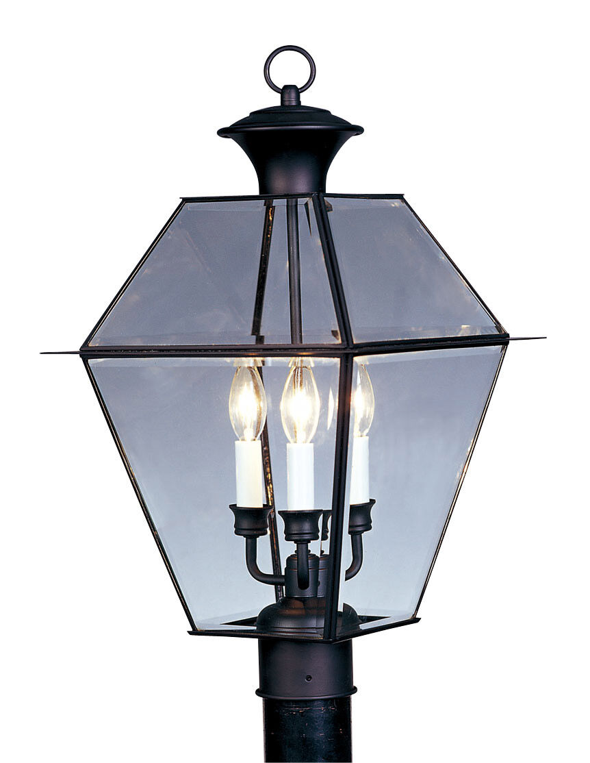 Westover 3 Light 21.5 inch Black Outdoor Post Top Lantern