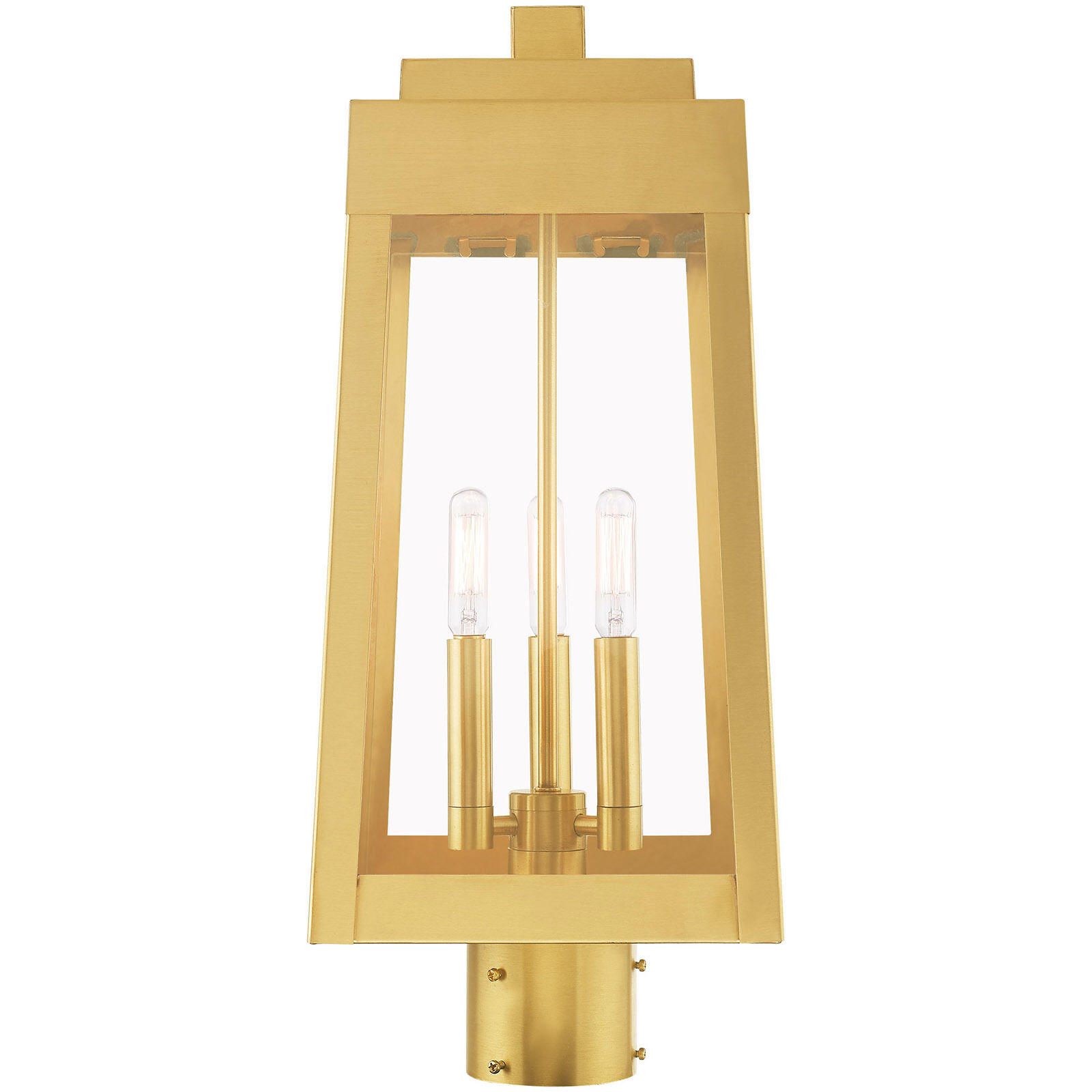 Oslo 3 Light 20 inch Satin Brass Outdoor Post Top Lantern