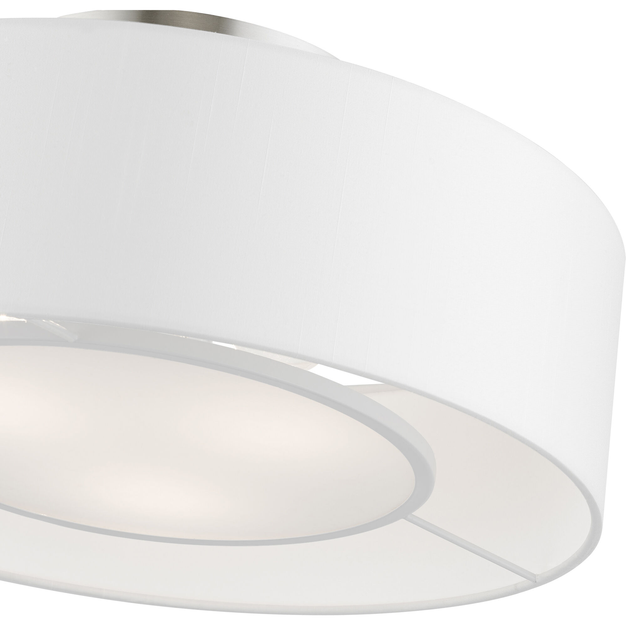 Gilmore 3 Light 17 inch Brushed Nickel with Shiny White Accents Semi-Flush Ceiling Light