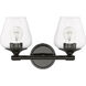 Willow 2 Light 15 inch Black Chrome Vanity Sconce Wall Light