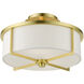 Wesley 2 Light 13 inch Satin Brass Semi Flush Ceiling Light