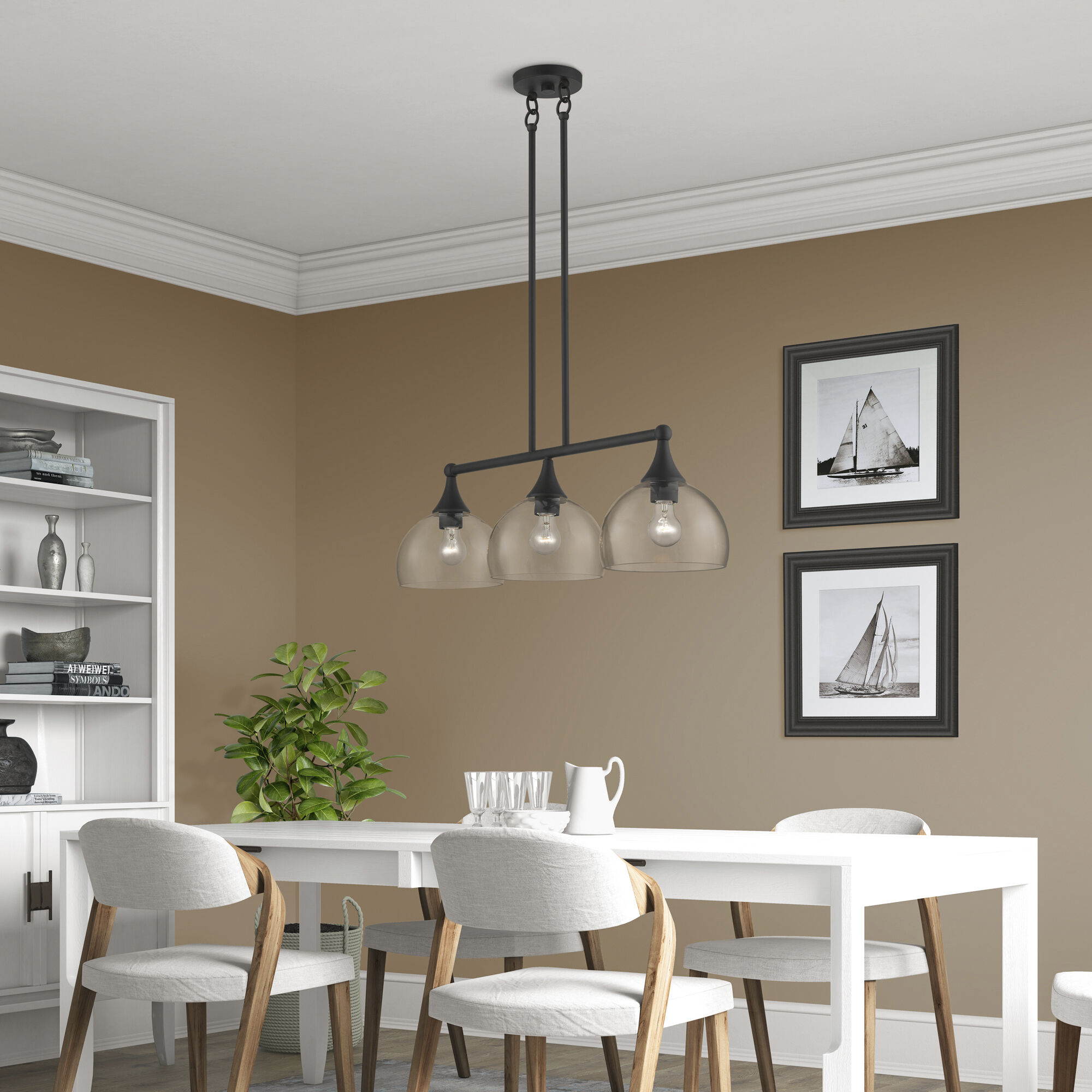 Glendon 3 Light 30 inch Black Linear Chandelier Ceiling Light