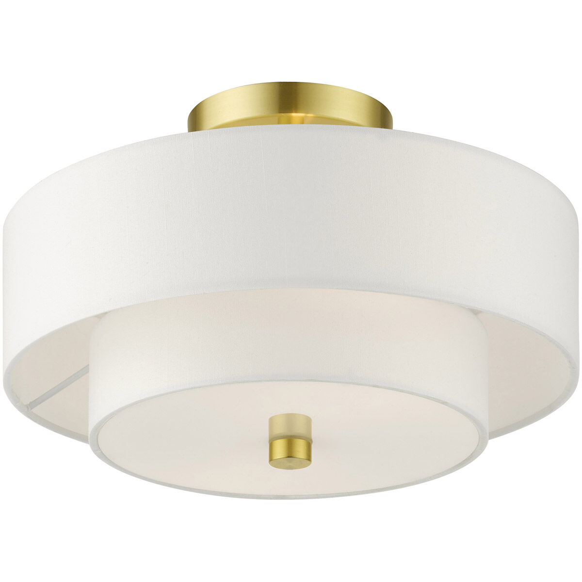 Meridian 2 Light 11 inch Satin Brass Semi Flush Ceiling Light
