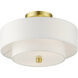 Meridian 2 Light 11 inch Satin Brass Semi Flush Ceiling Light