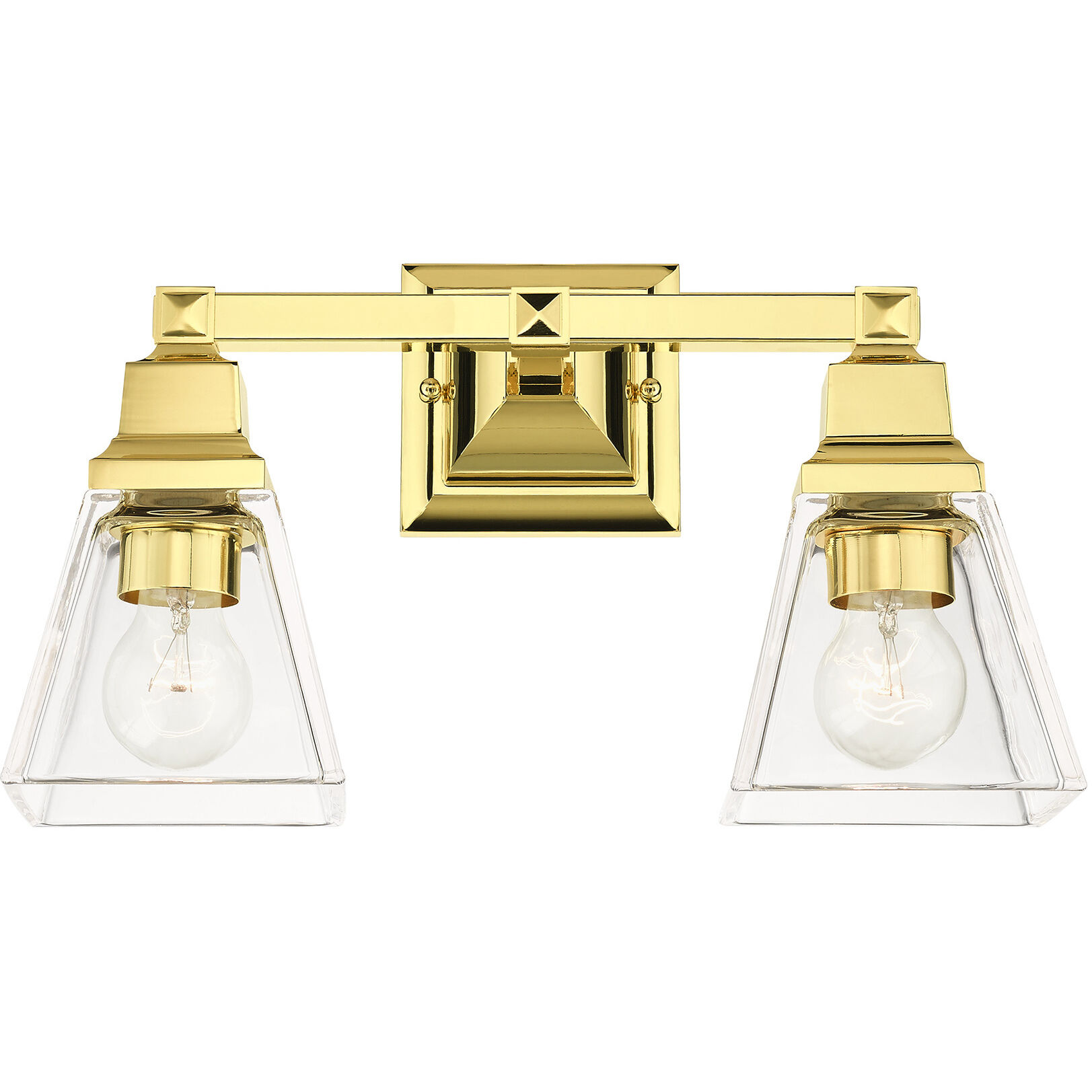 Mission 2 Light 15 inch Polished Brass Vanity Sconce Wall Light