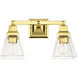 Mission 2 Light 15 inch Polished Brass Vanity Sconce Wall Light