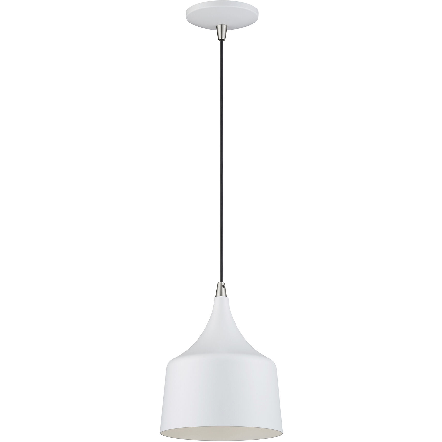 Bolita 8 inch White with Brushed Nickel Accents Pendant Ceiling Light