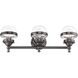 Oldwick 3 Light 24 inch Polished Black Chrome Vanity Sconce Wall Light