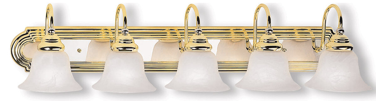 Belmont 5 Light 36 inch Polished Brass & Polished Chrome Bath Vanity Wall Light in Polished Brass and Chrome
