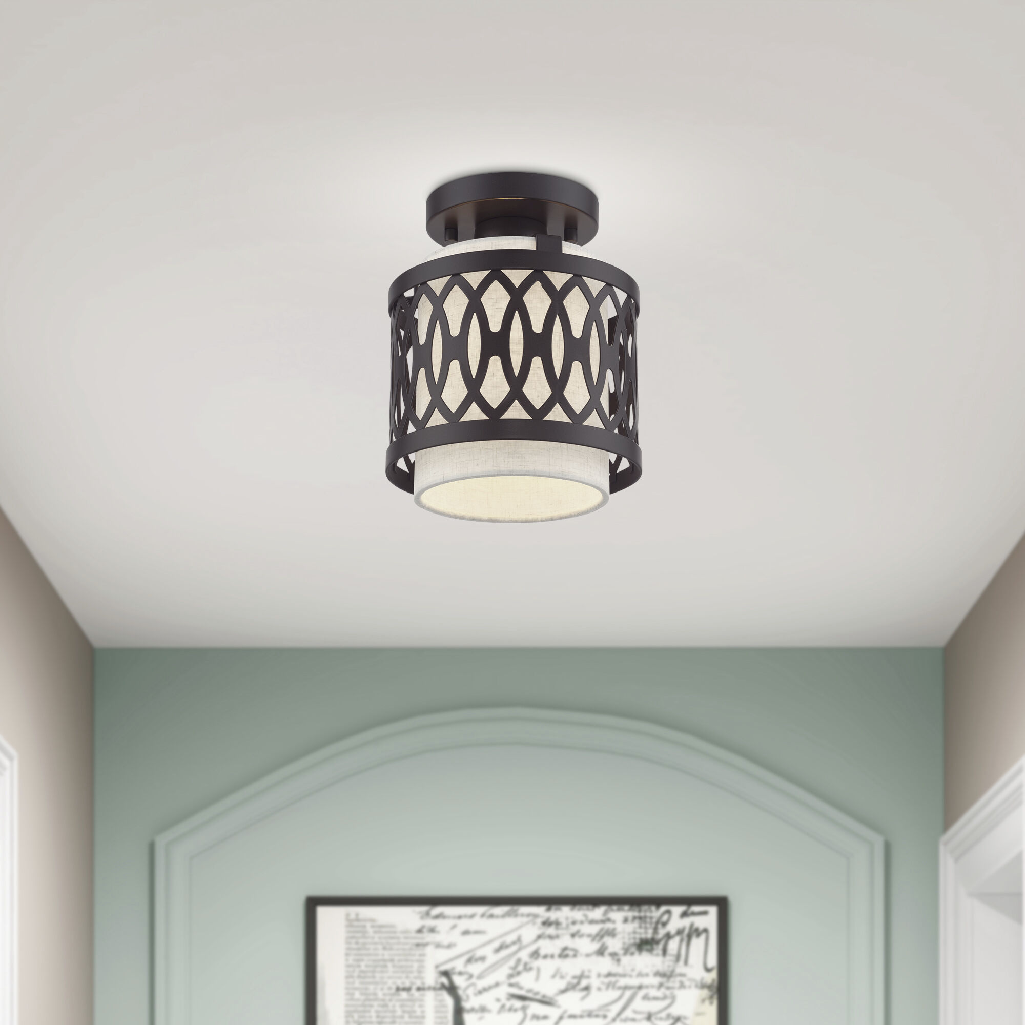 Vistaview 1 Light 7.25 inch English Bronze Semi-Flush Ceiling Light