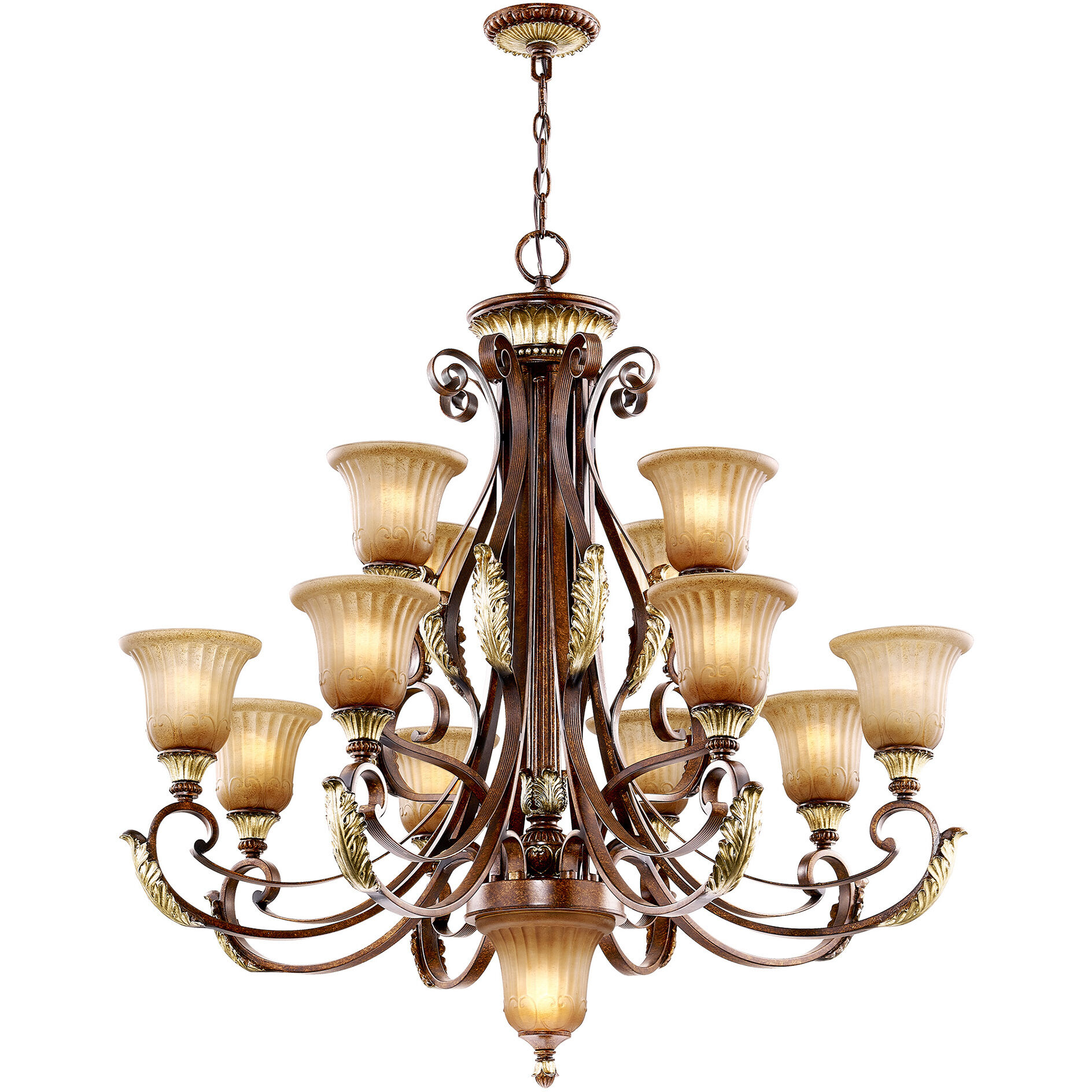 Villa Verona 13 Light 40 inch Verona Bronze with Aged Gold Leaf Accents Chandelier Ceiling Light