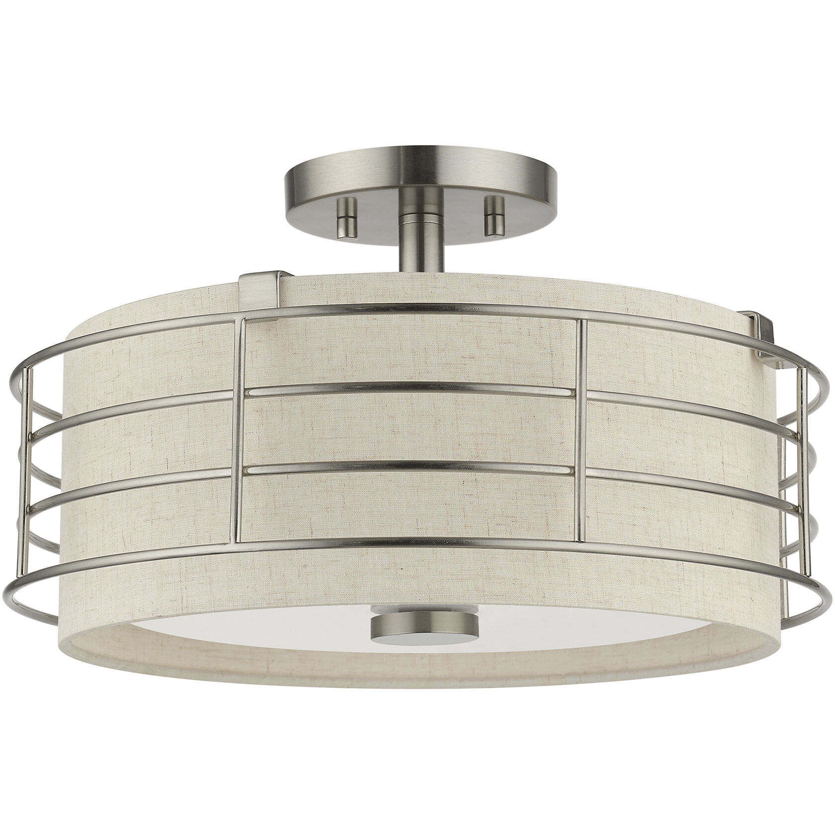 Blanchard 3 Light 15 inch Brushed Nickel Semi Flush Mount Ceiling Light, Large