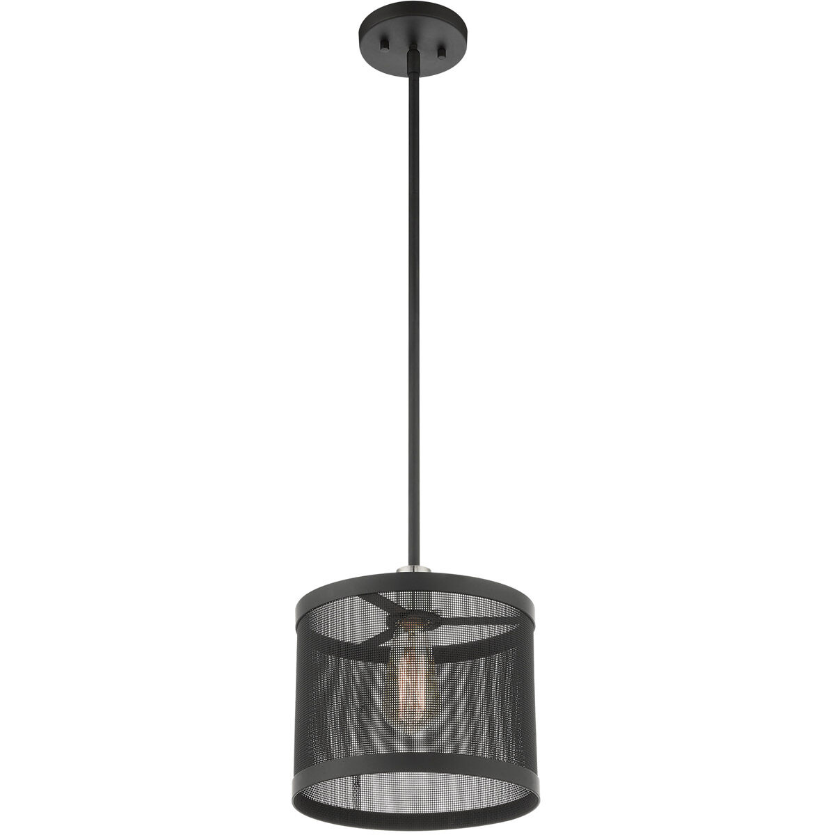 Industro 1 Light 10 inch Black with Brushed Nickel Accents Pendant Ceiling Light