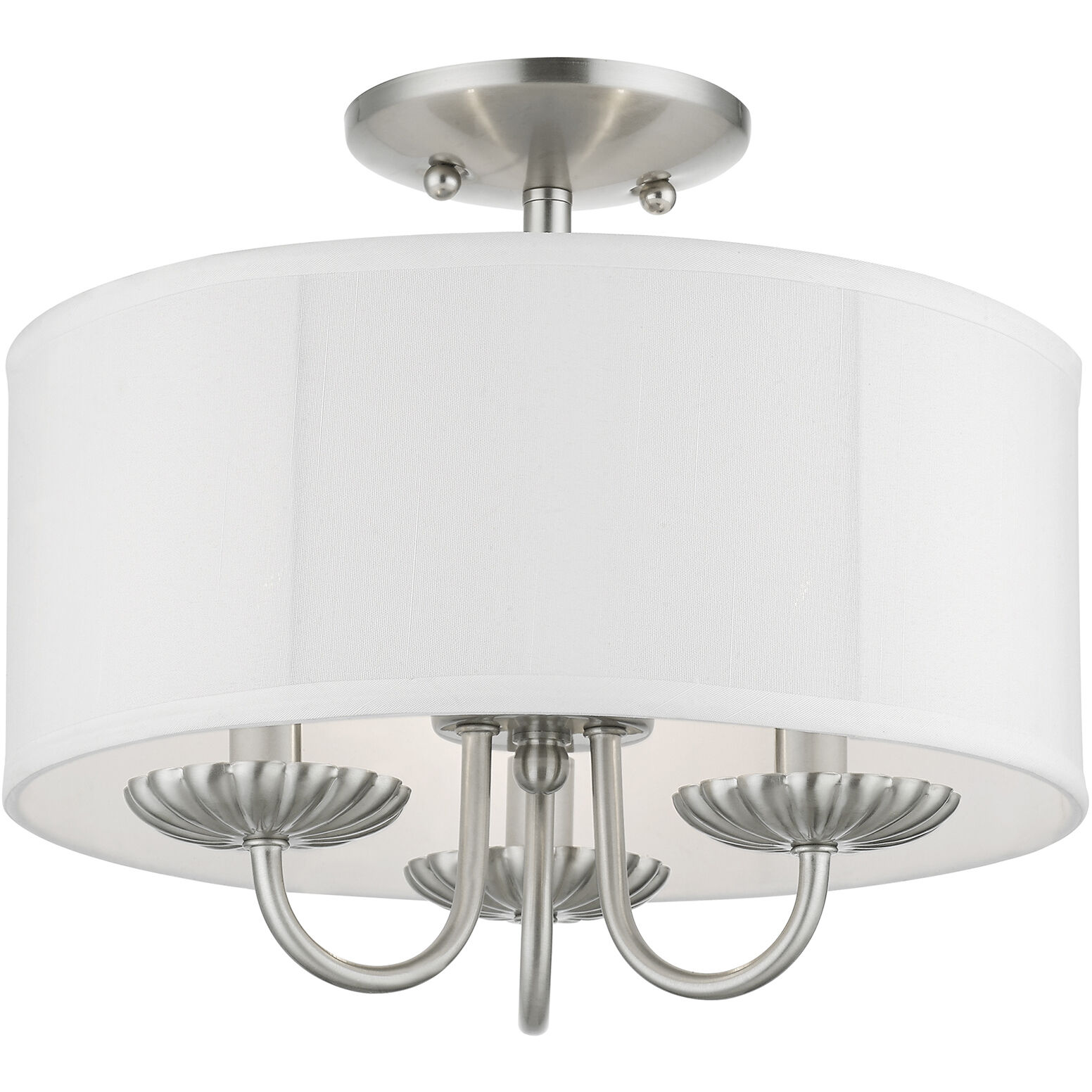 Brookdale 3 Light 13 inch Brushed Nickel Semi-Flush Mount Ceiling Light