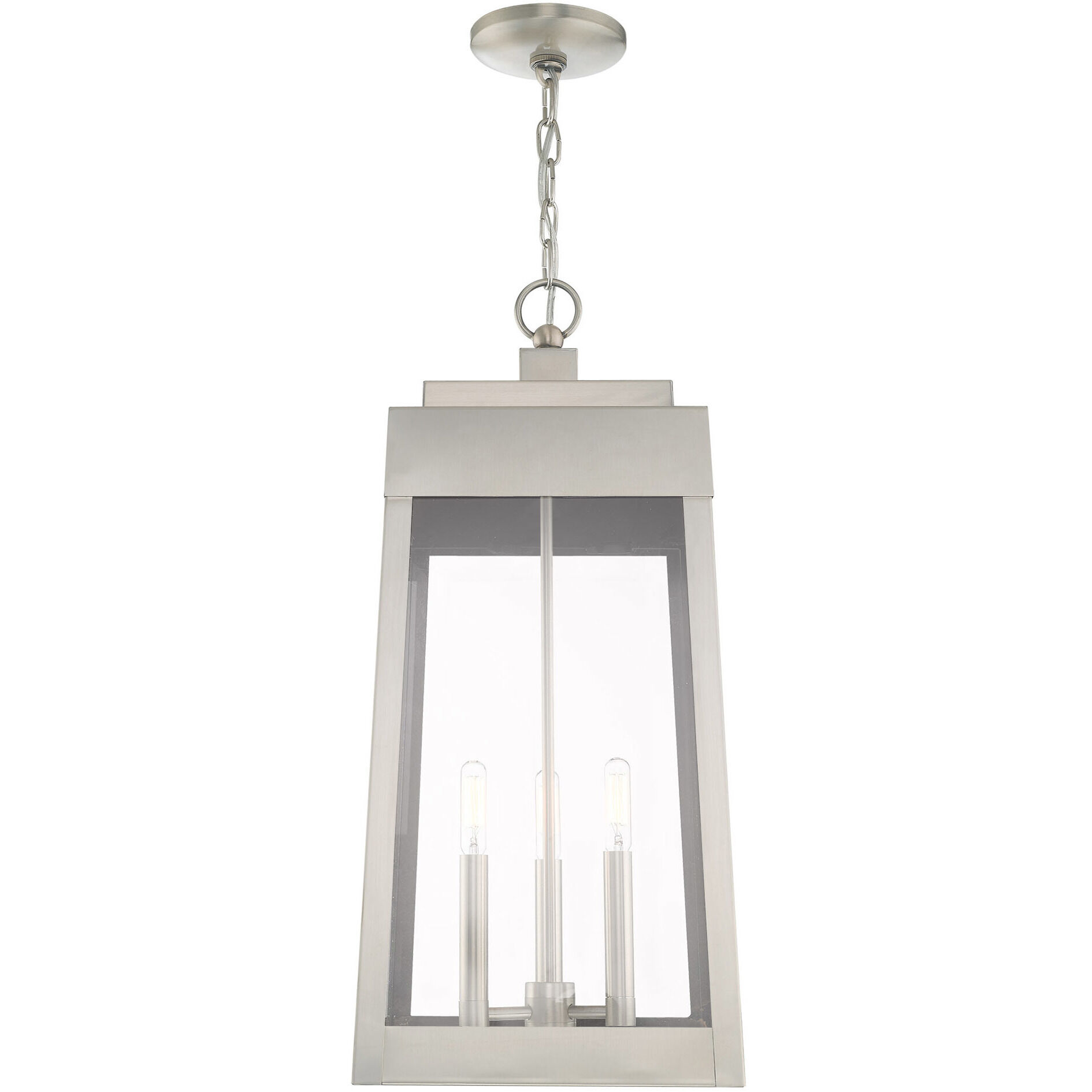 Oslo 3 Light 11 inch Brushed Nickel Outdoor Pendant Lantern