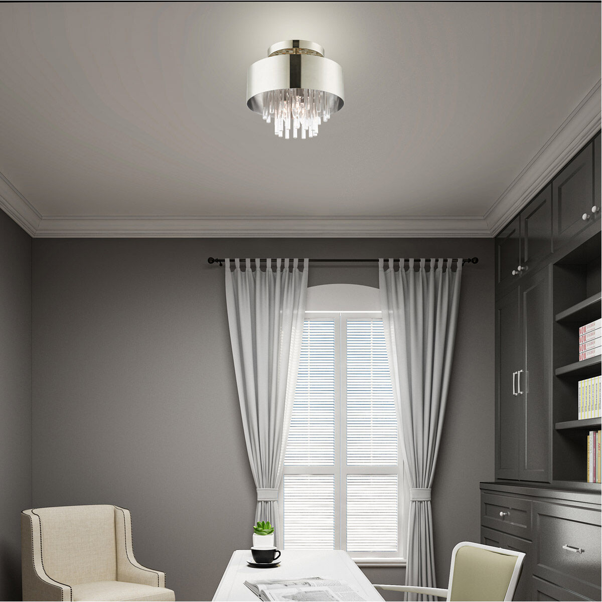 Orenburg 3 Light 13 inch Polished Nickel Semi Flush Ceiling Light