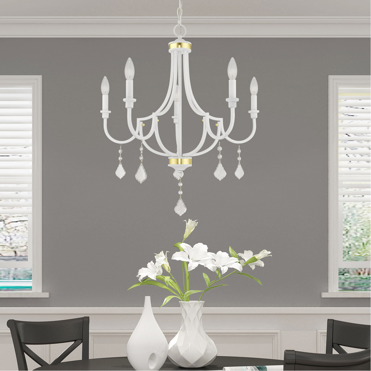 Glendale 5 Light 24.5 inch White Chandelier Ceiling Light