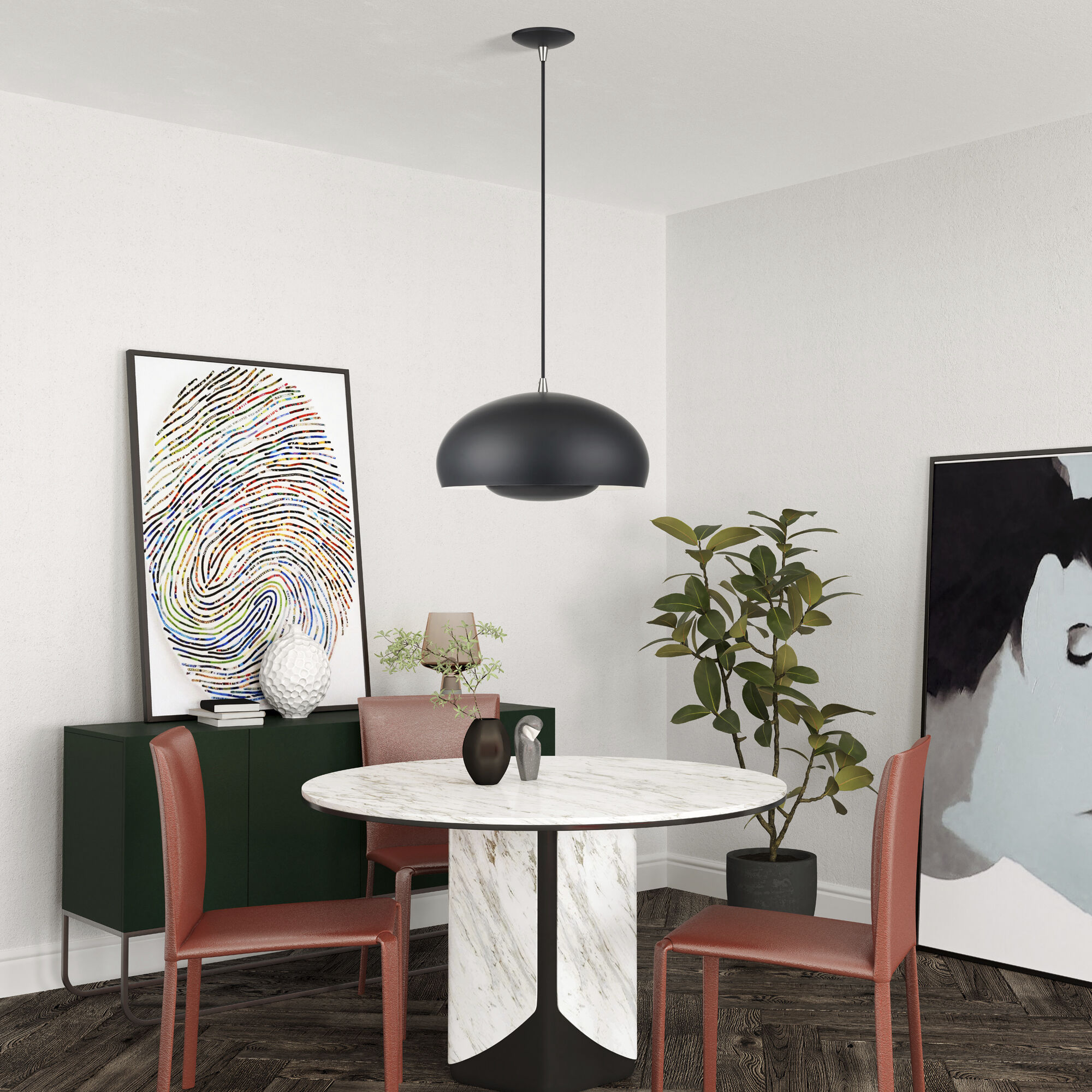 Domma 3 Light 17 inch Black with Brushed Nickel Accents Pendant Ceiling Light