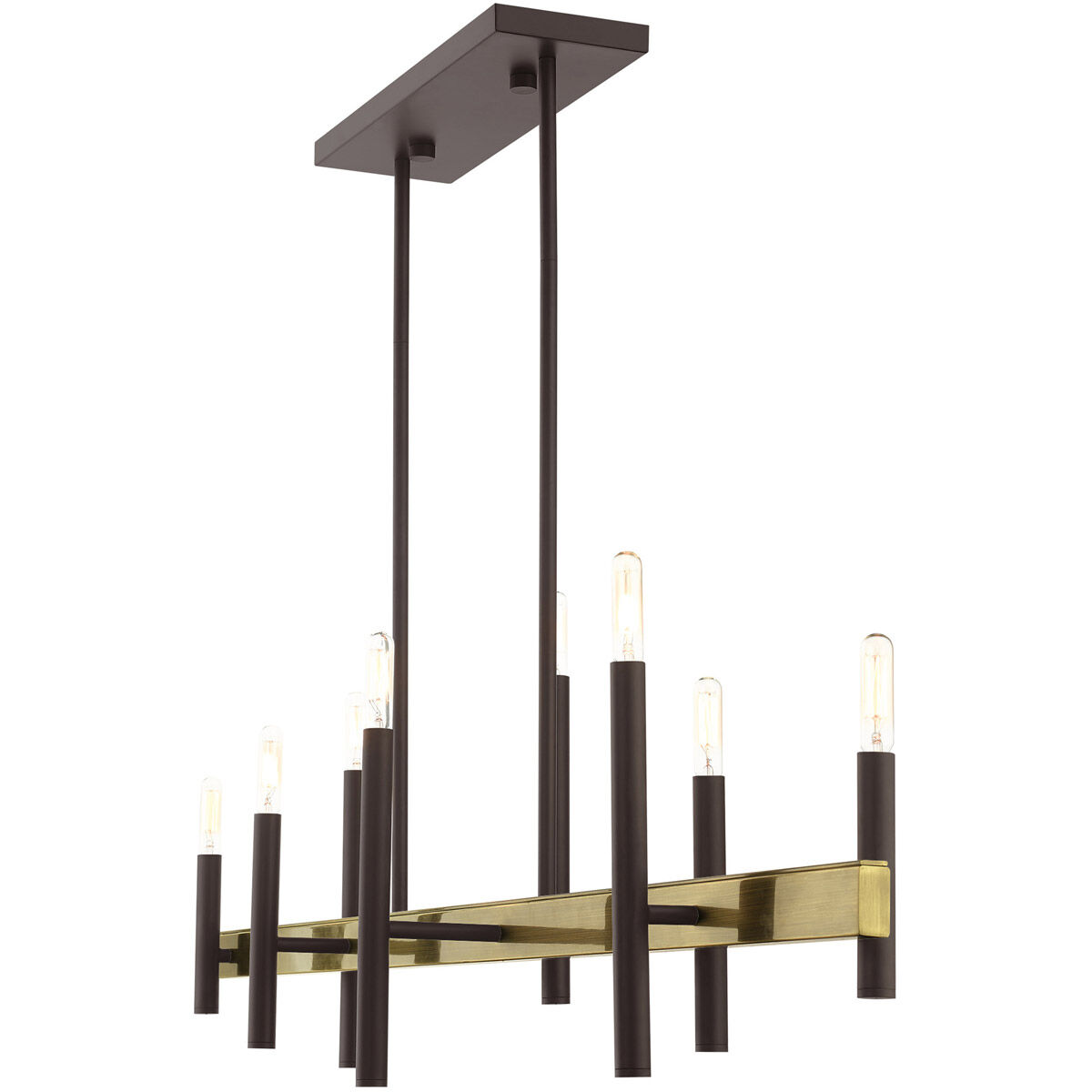 Denmark 8 Light 9.25 inch Bronze with Antique Brass Accents Chandelier Ceiling Light