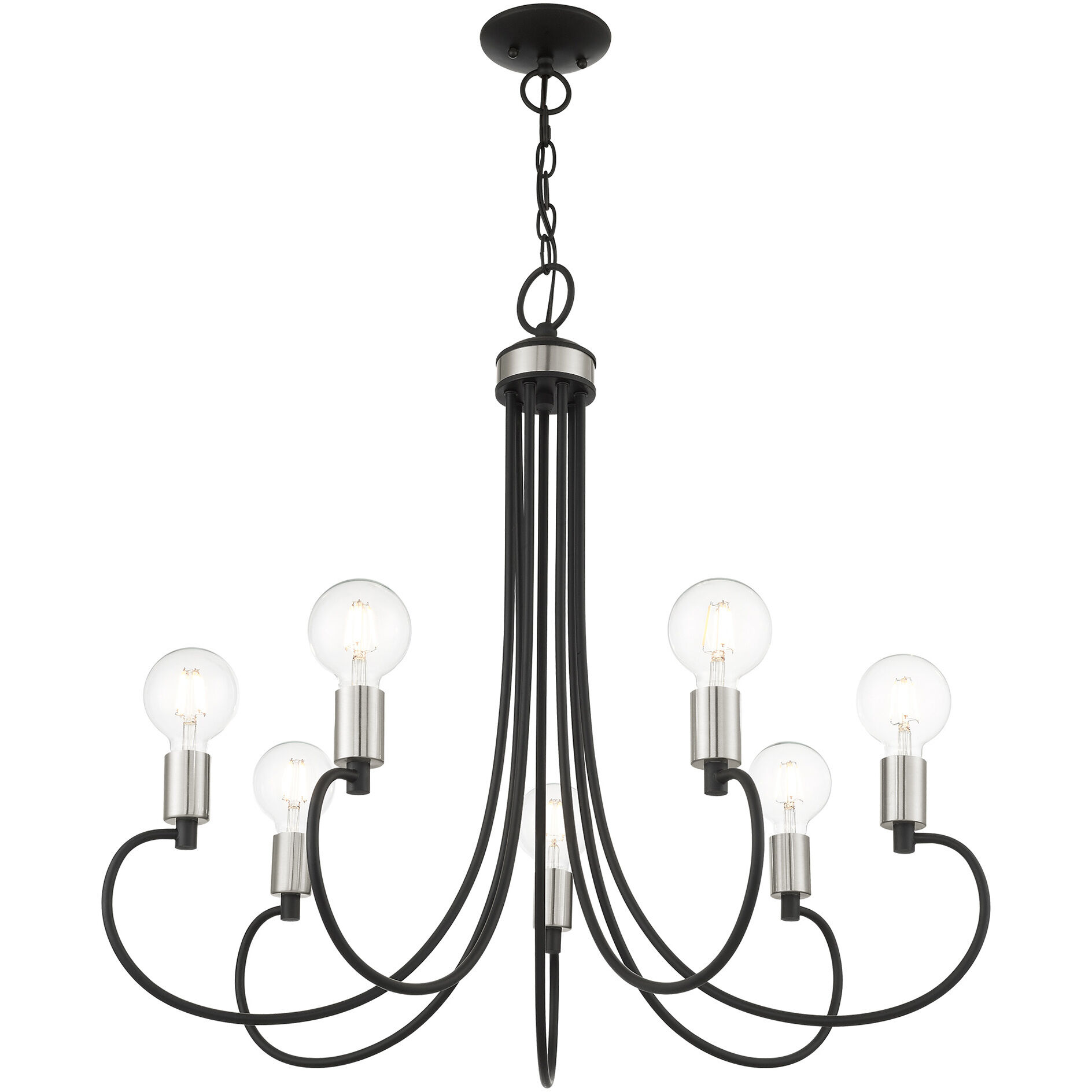 Bari 7 Light 30 inch Black with Brushed Nickel Accents Chandelier Ceiling Light
