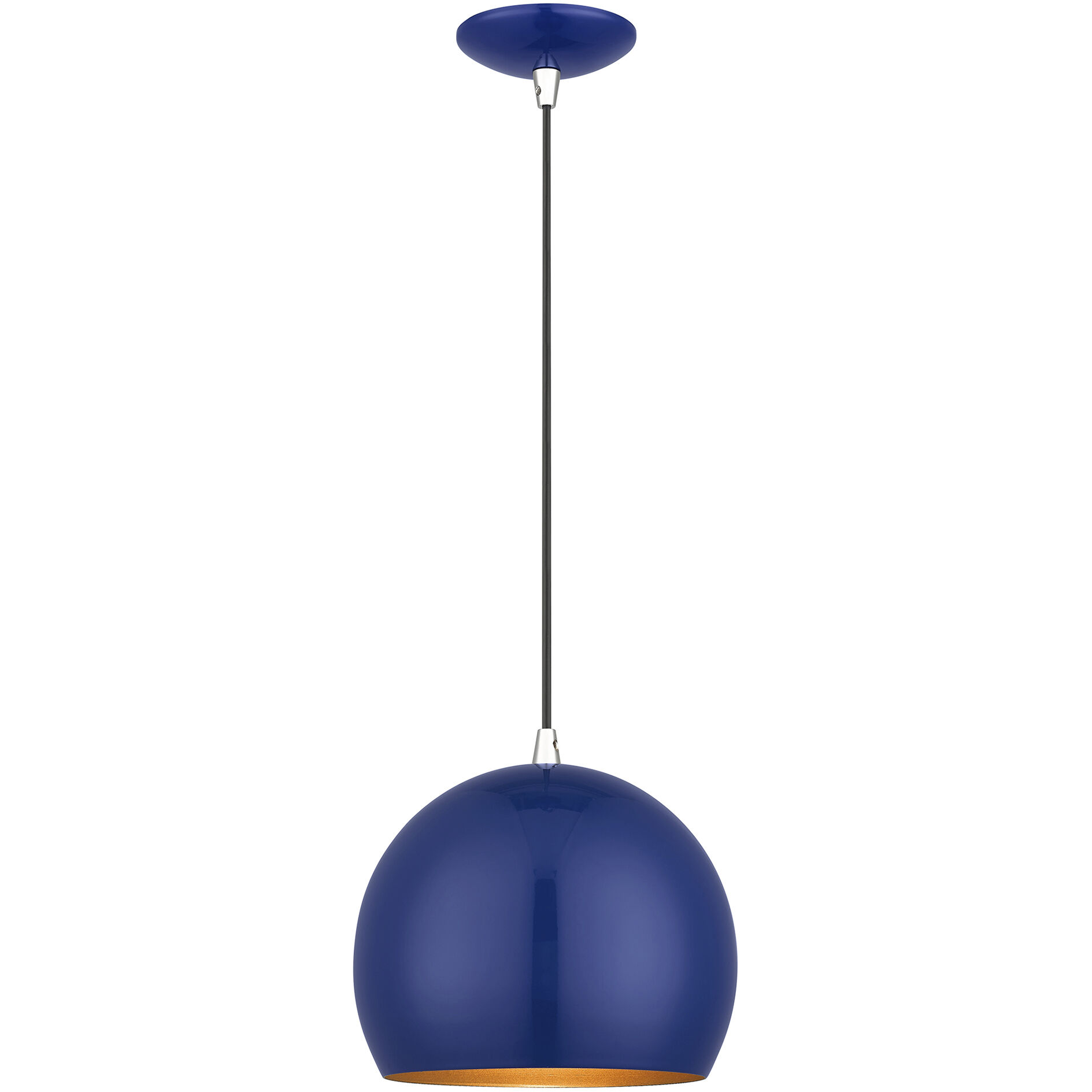 Piedmont 1 Light 10 inch Shiny Cobalt Blue with Polished Chrome Accents Pendant Ceiling Light