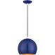 Piedmont 1 Light 10 inch Shiny Cobalt Blue with Polished Chrome Accents Pendant Ceiling Light