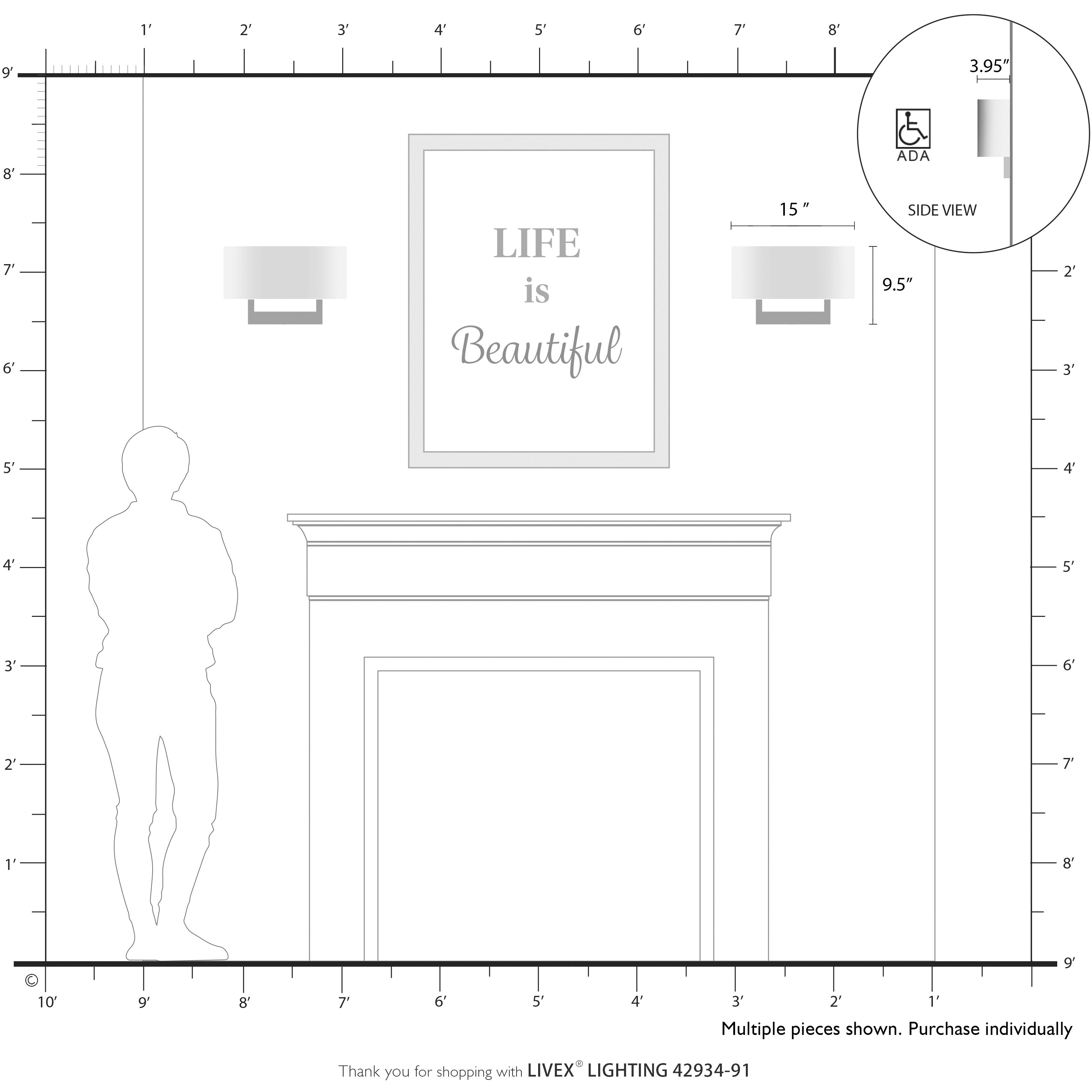 Allison 2 Light 15 inch Brushed Nickel ADA Wall Sconce Wall Light, Large