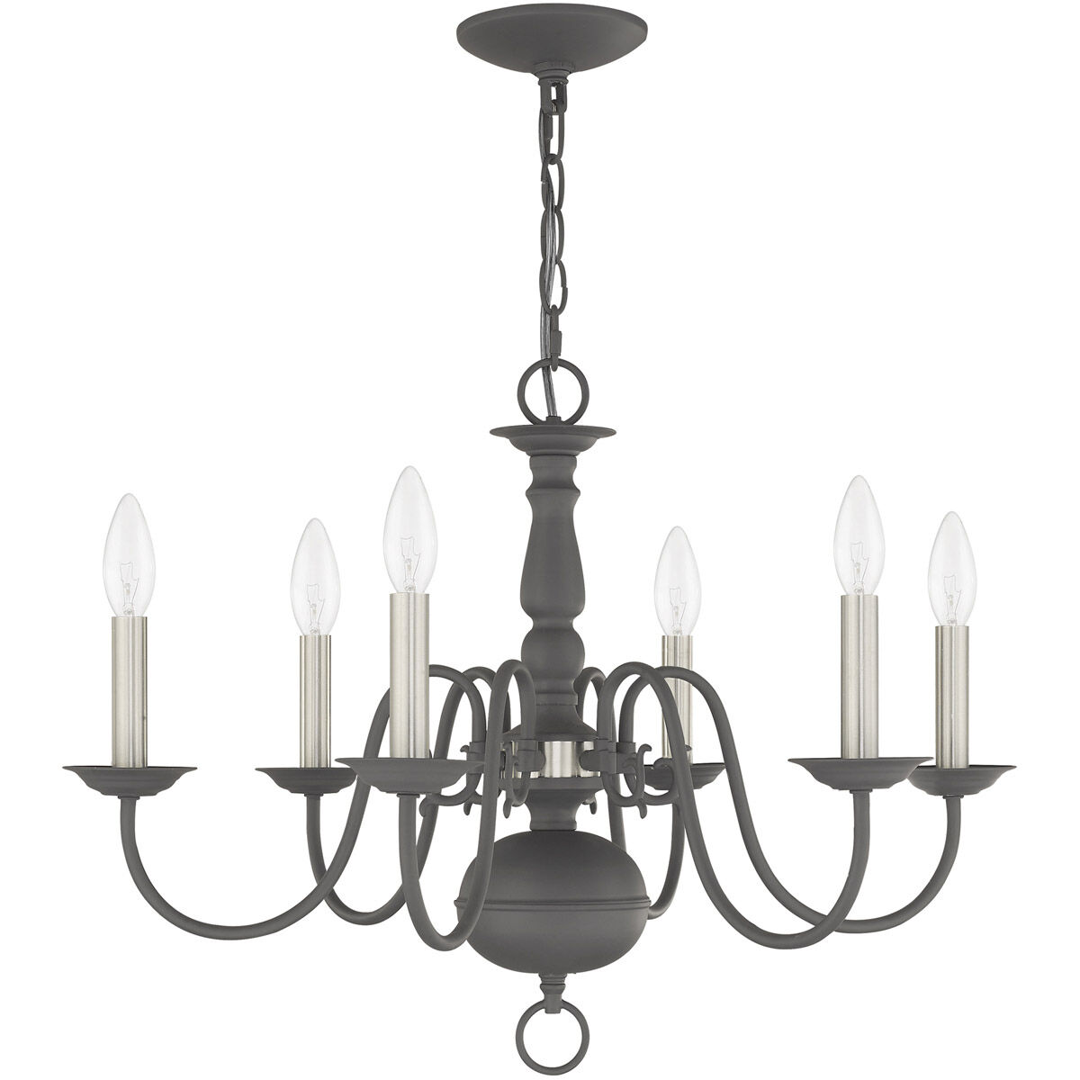 Williamsburgh 6 Light 24 inch Scandinavian Gray Chandelier Ceiling Light