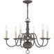 Williamsburgh 6 Light 24 inch Scandinavian Gray Chandelier Ceiling Light